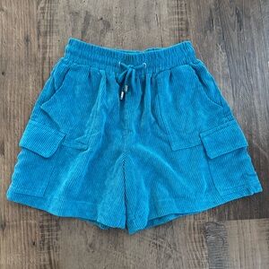 Forever 21 Blue S Cargo Baggy Shorts Women’s Pull On Corduroy Cotton Boho Hippie